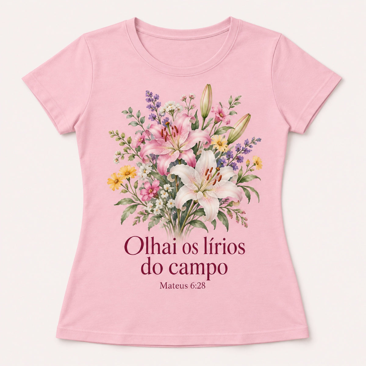 Baby Look Lírios do Campo – Rosa – frente