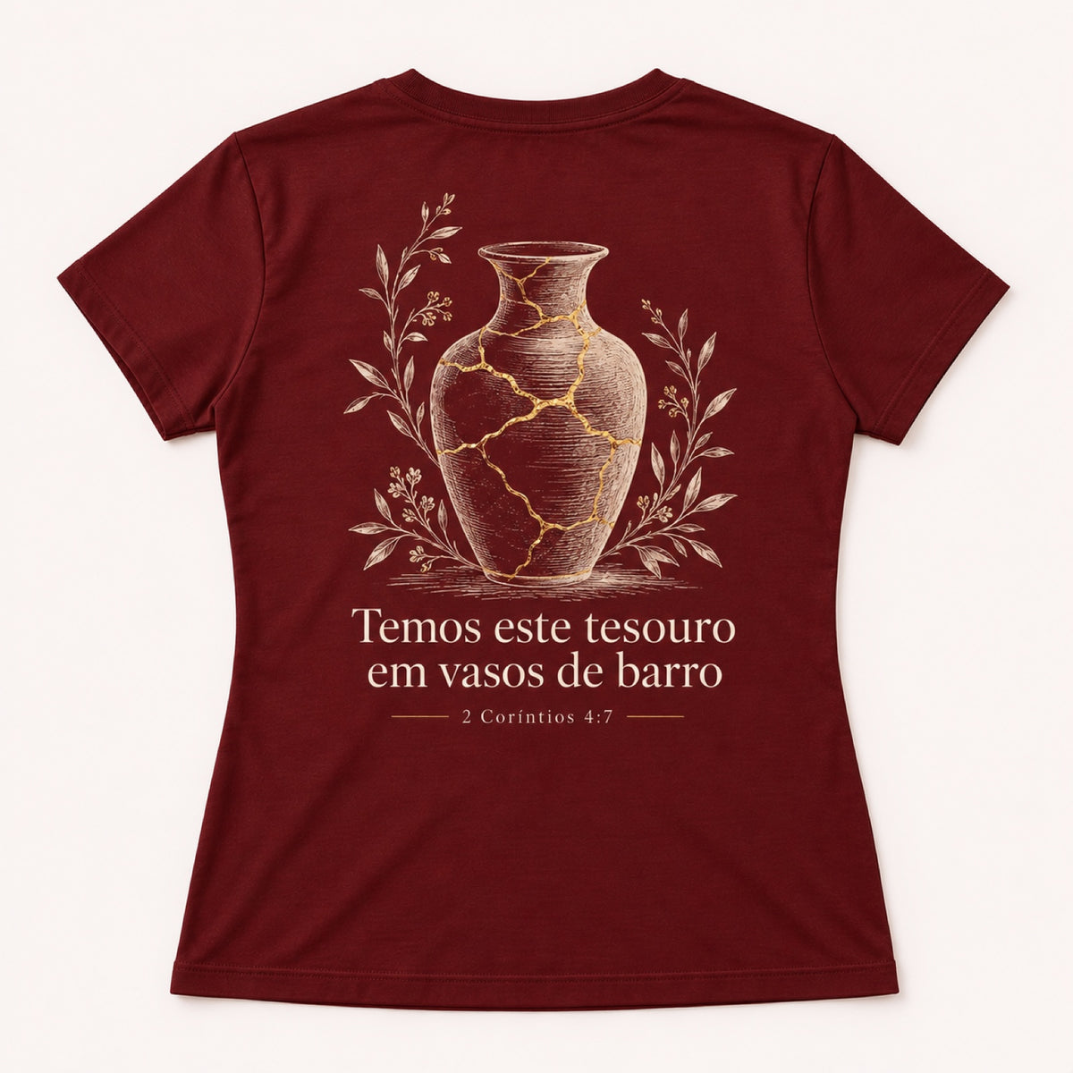 Baby Look Vaso de Barro – Vinho – costas