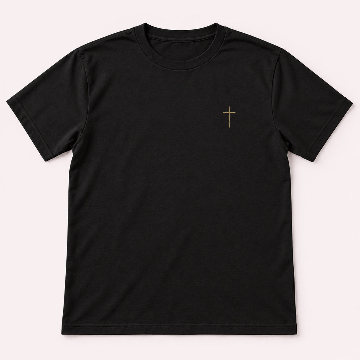 Camiseta Básica Cruz Dourada – Preta – frente