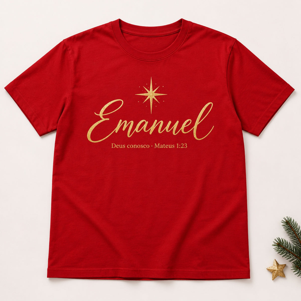 Camiseta Emanuel – Deus Conosco – Vermelha – frente