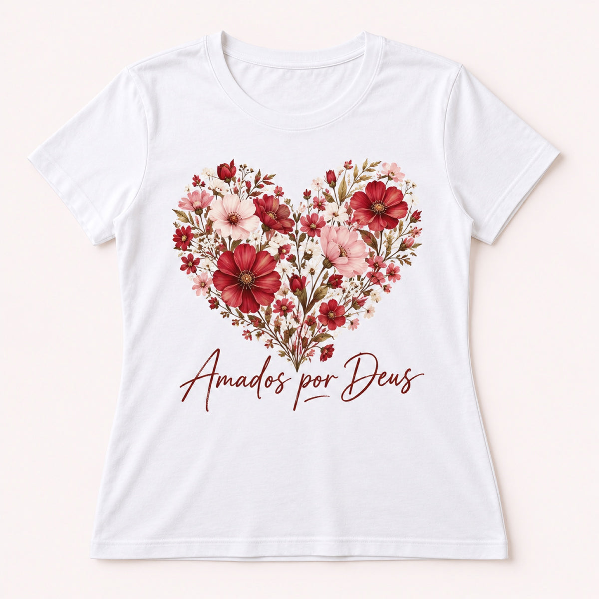 Baby Look Amados por Deus – Branca – frente