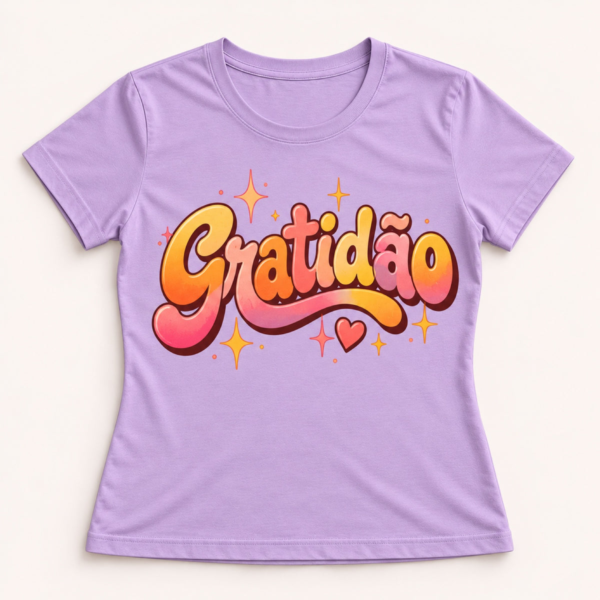 Baby Look Gratidão Retrô – Lilás – frente