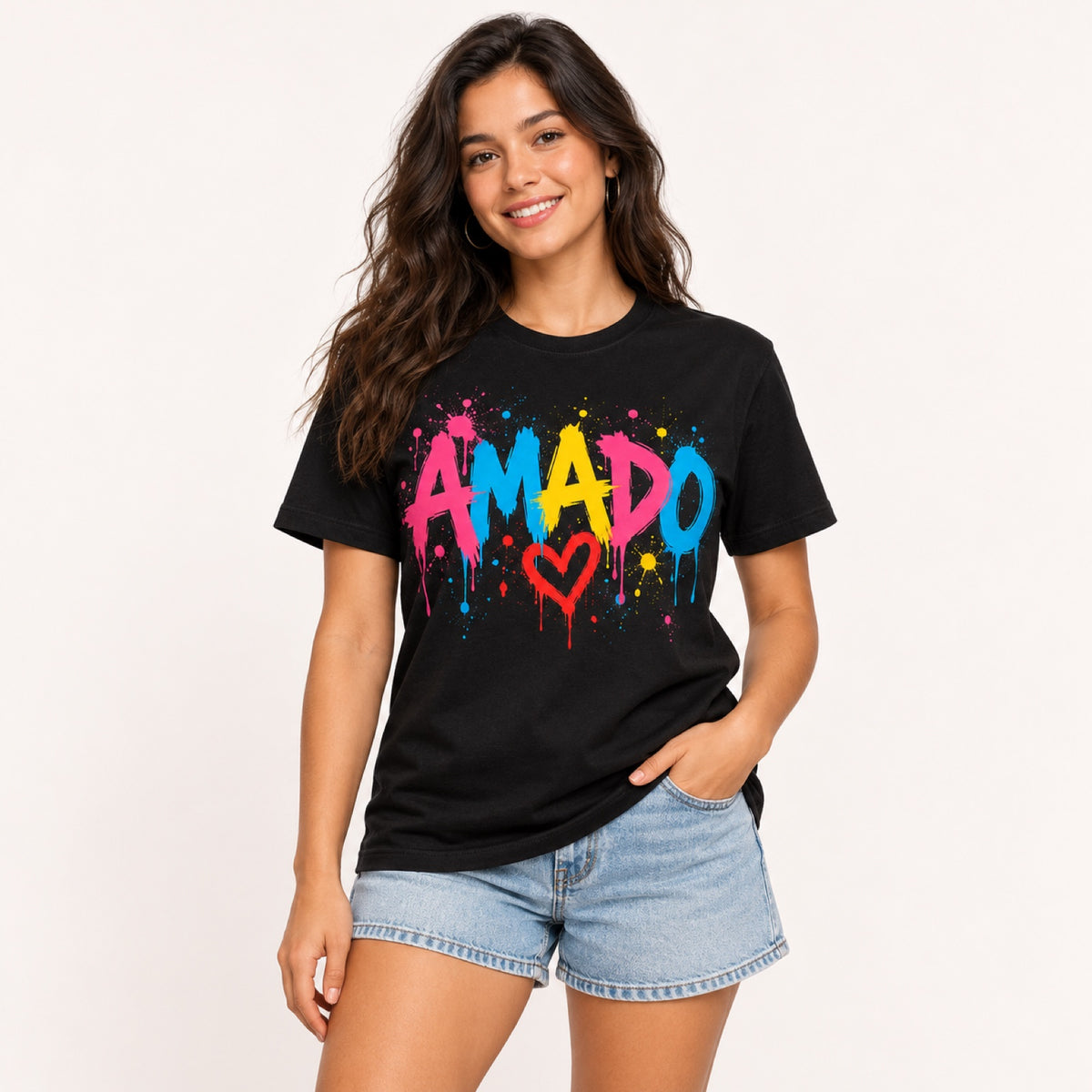 Camiseta Amado Grafite – Preta – vestida