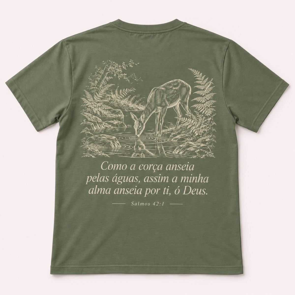 Camiseta Como a Corça – Verde Sálvia – costas