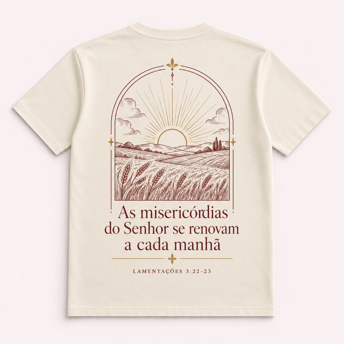 Camiseta Misericórdias da Manhã – Creme – costas