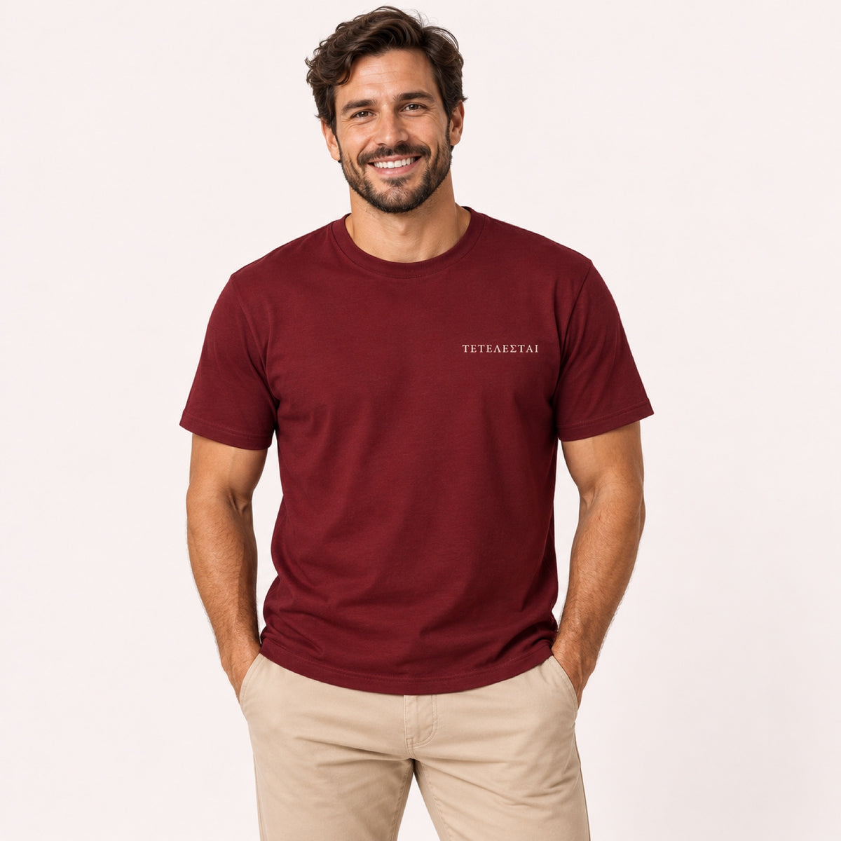 Camiseta Tetelestai – Vinho – vestida