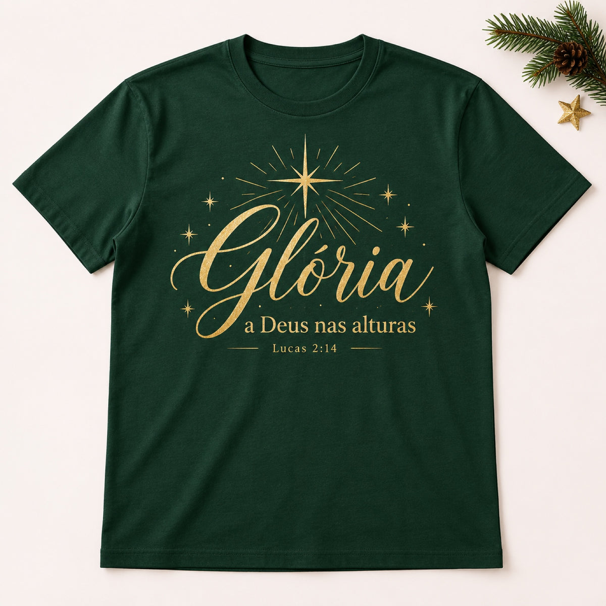 Camiseta Glória nas Alturas – Verde – frente